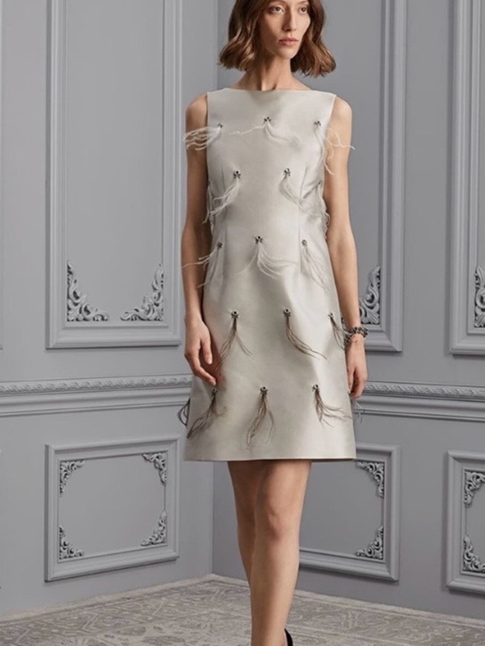 St. John Hand Beaded Silk Blend dress